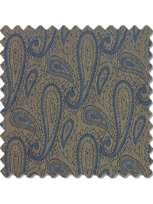  Gold and Blue Jacquard Large Paisley