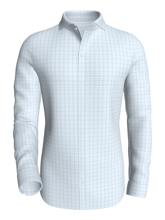 Cobalt Twin Checks, Light Blue classic business shirt