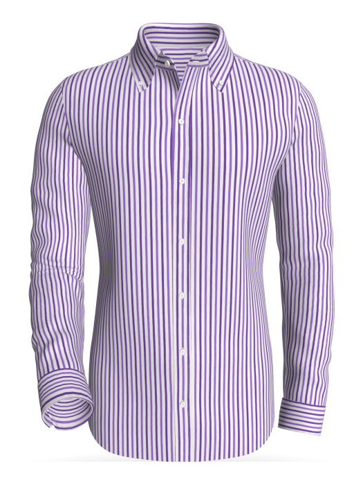 OSLO - Sandvika Teal &amp; Lavender Bold Stripe on White classic business shirt