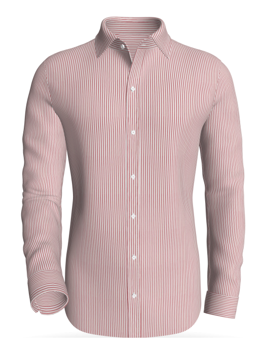 classic business red striped -semi spread collar shirt