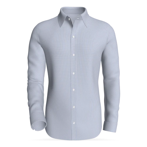 OSLO - Kvadraturen Sky Check (White Base)-(#92) classic business shirt