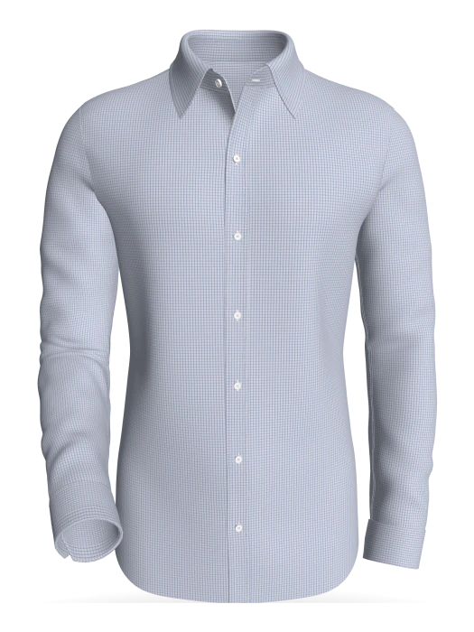 OSLO - Kvadraturen Sky Check (White Base)-(#92) classic business shirt