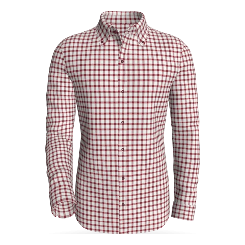 Oslo - Stortorget Graph Checks, Burgundy  (#101) classic business shirt
