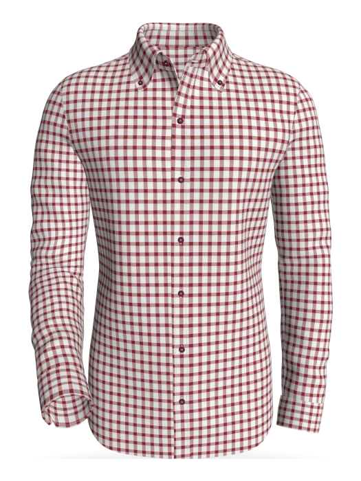 Oslo - Stortorget Graph Checks, Burgundy  (#101) classic business shirt