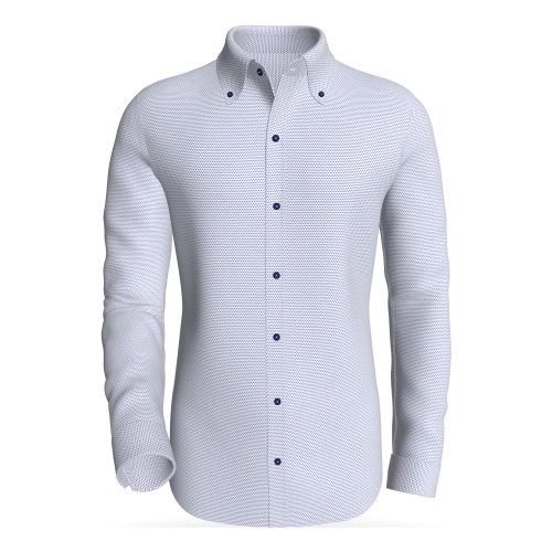 OSLO - Oslofjord Dark Blue Textured Slub Stripe classic business shirt