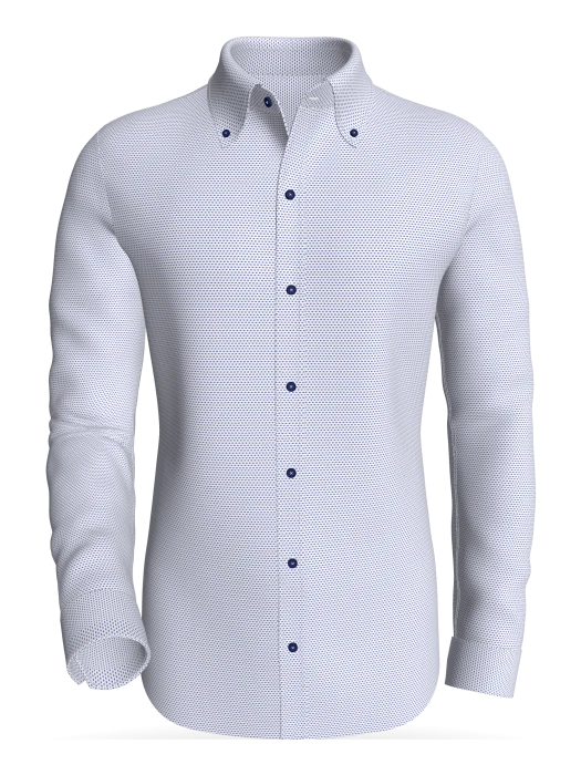 OSLO - Oslofjord Dark Blue Textured Slub Stripe classic business shirt