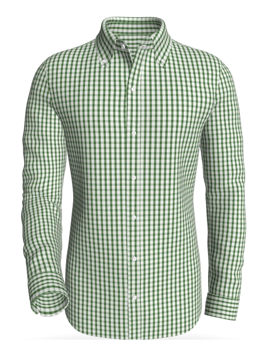 Bay Boulevard Gingham, Green classic business shirt