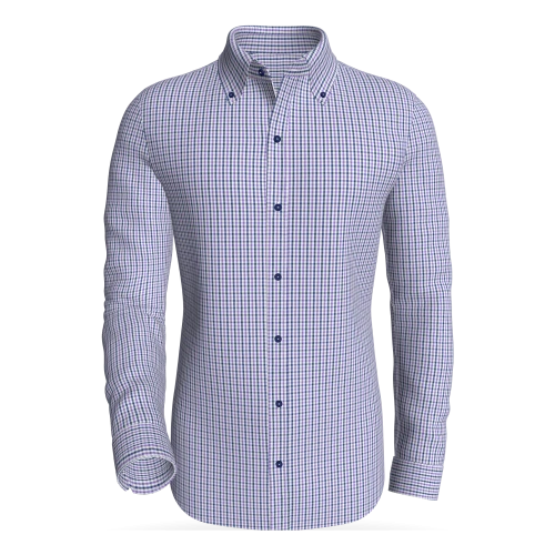 Box Bay Saybrook, Indigo-Lilac Check classic business shirt