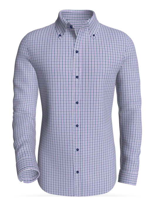 Box Bay Saybrook, Indigo-Lilac Check classic business shirt