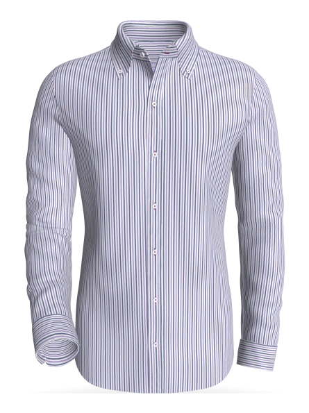 East Rail Alternating Stripes, Indigo &amp; Lilac classic business shirt