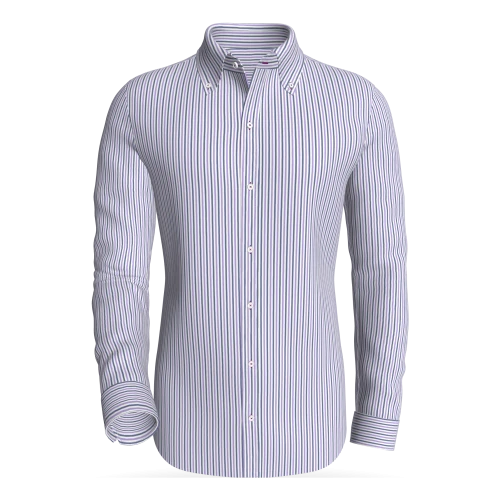 East Rail Alternating Stripes, Indigo &amp; Lilac classic business shirt