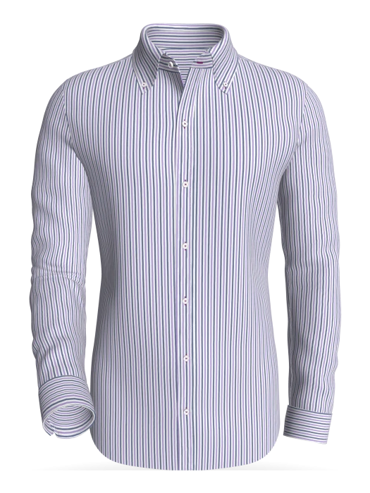 East Rail Alternating Stripes, Indigo &amp; Lilac classic business shirt